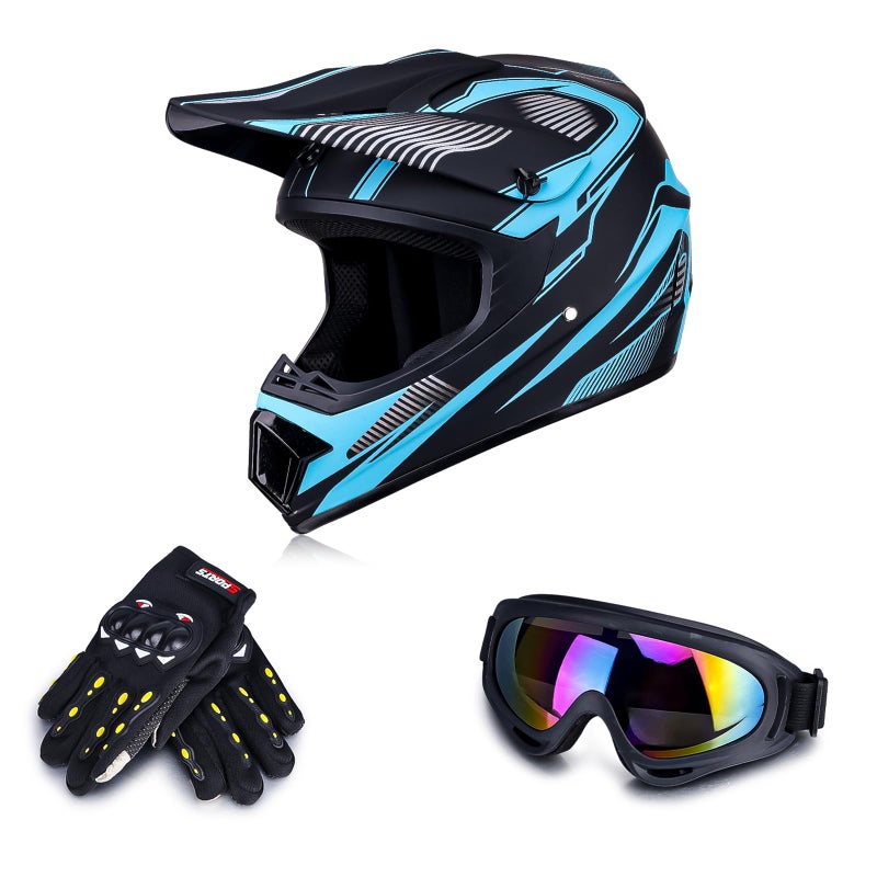 ZJHELM ATV Helmet,Womens ATV Helmet, 4 Wheeler Helmets for Adults,Motocross Helmet Women, Street Riding Dirt Bike Helmets, utv Helmets for Adults DOT Approved(Blue, Medium) - Image 1